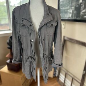 Tribal Gray Utility Jacket with Adjustable Waist